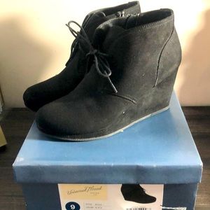 Black platform boots never used with tags and box.